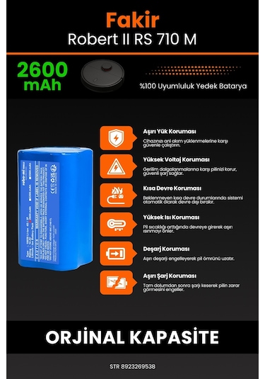 Fakir Robert Rs 710m 2600mah 14.4v Uyumlu Robot Süpürge Pili