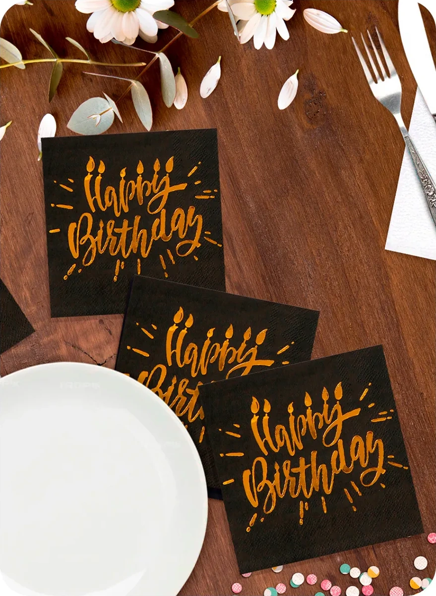 Strana Karnavalia Doğum Günü İçin Parti Peçeteleri 12175674 Siyah