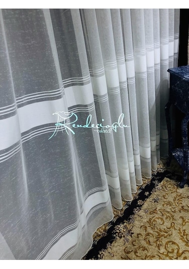 Tül Perde Sofya Desen W011466,802 Keten Zemin Kırışma Yapmaz Ekru