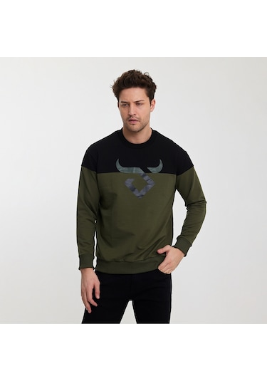 Twobull HELSİNKİ Erkek  Siyah / Haki Sweatshirt