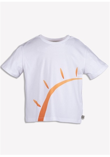 Ozmoz Organik Güneş Baskılı Erkek Çocuk T-Shirt Beyaz