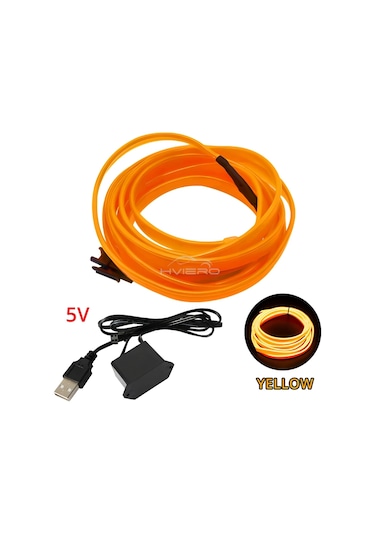 Sıcak Satış 1/2/3/5m Araba Iç Aydınlatma Led Kapı Şeritleri Dekorasyon Çelenk Teli Yellow-usb 3m 1 Piece Set