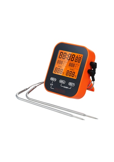 Suofeng Çift Problu Kablosuz Dijital Gıda Termometresi Ve Zamanlayıcı, Izgara Ve Fırın İçin
