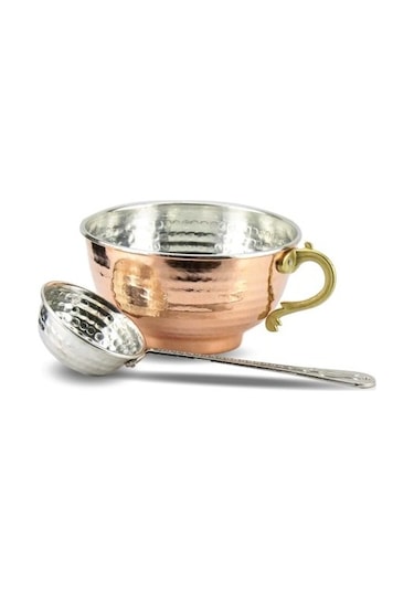 Bakır Tas Ve Kepçe 1 Adet-Beyaz Tas Ve Kepçe