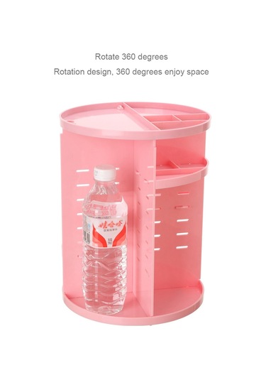 Sones 360 Derece Dönebilen Fonksiyonel Kozmetik Kabı Makyaj Düzenleyici Çevre Dostu Saklama Kutusu, Boyut: 23 X 31 Cm Pembe