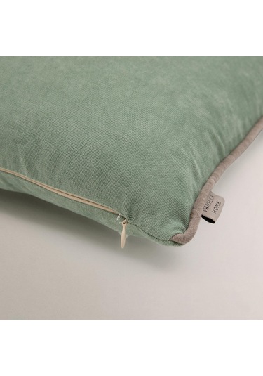 Efe Biye Detaylı Düz Kırlent Kılıfı Su Yeşili