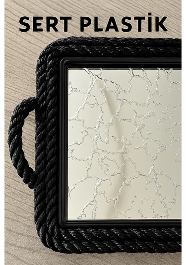 Sert Plastik Dikdörtgen Sunum Tepsisi, Dayanıklı Ve Şık Servis Çözümü Siyah