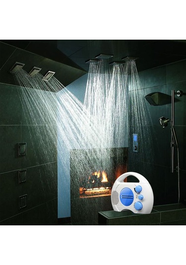 Xindoker Mavi Banyo Radyosu - Am/fm Çift Bantlı, Su Geçirmez, Taşınabilir, Kolay Kullanım, Elektronik Tünleme Diğer