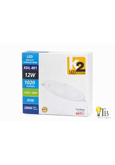 K2 Led Systems 12w Yuvarlak Sıva Altı Led Panel Gün Işığı Gün Işığı