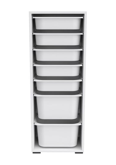 Pratico 7 Sepetli Çok Amaçlı Oyuncak Dolabı - Beyaz - 122x30x45,5 Cm Beyaz