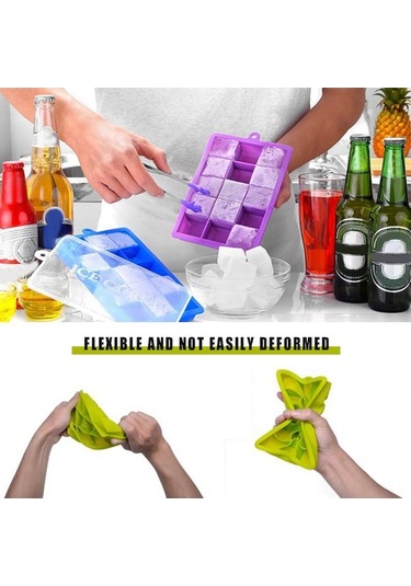 Besthome1 Mavi 15 Delikli Silikon Buzluk Kalıbı, Isıya Dayanıklı, Kapatıcı Kapaklı, Renkli, Baking & Bebek Yemeği Çok Renkli