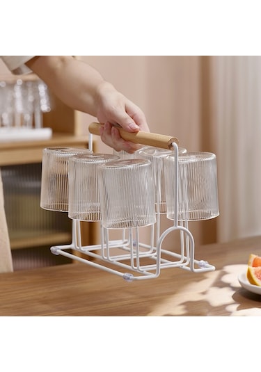 Ev Tipi Cam Bardak Ters Drenaj Rafı Siyah