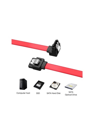 40 cm Sata Data Kablo - 90 Derece - Metal Klips - 5 Adet