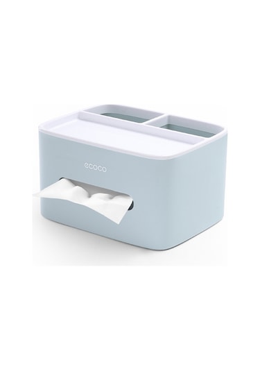 Padalink Ecoco Üç Bölmeli Çok Amaçlı Organizer Kutusu - Mendil Saklama, Küçük Eşya Depolama, Anti-s Kaydırmalı Abs+ps Materyal - Nordik Mavi Ev/ofis/yuva Mavi
