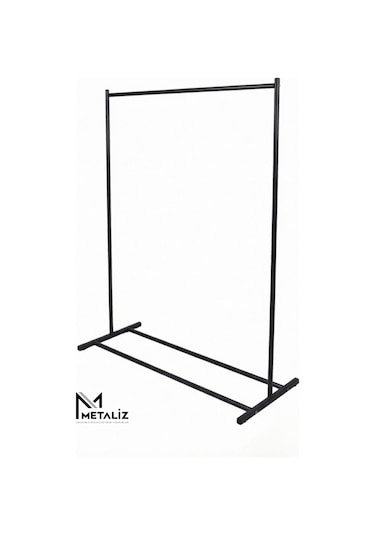 Siyah Metal Konfeksiyon Askısı - Minimalist Elbise Askılığı - Butik Tipi Askı Siyah