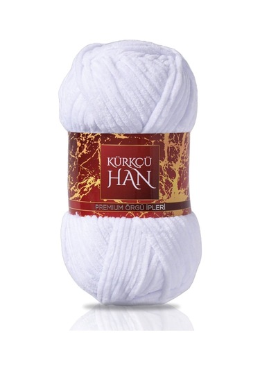 Kürkçü Han Kadife 100 G 95 M Örgü İpi Khkad Beyaz