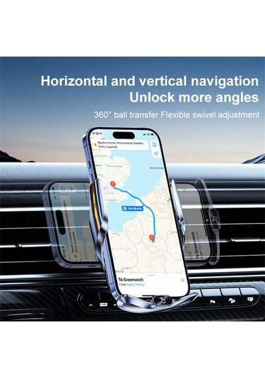 Q15 Araç Hava Firar Dağı Manyetik Kablosuz Şarj Standı Telefon Tutucu Gümüş