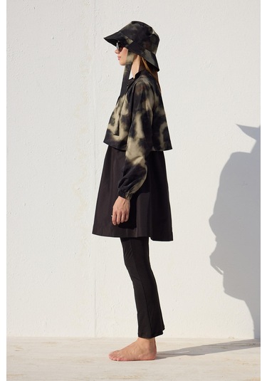 Rüzgarlıklı 3'lü Tesettür Mayo Takımı Flu Batik Flu Batik