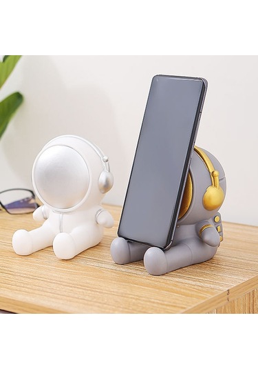 Cbtx Yaratıcı Karikatür Astronot Cep Telefonu Tutucu Masaüstü Cep Telefonu Braketi Standı Ev Dekor - Beyaz