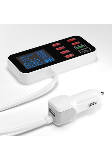 A9s+ 8 Port Usb Araba Hızlı Araba Lcd Ekran Telefon Tabletleri İçin Ultra-ins Usb Hub Dvr