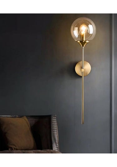 Modern Tasarım Pilli Aplik 1 Adet Kablosuz Tak Çalıştır Duvar Camlı Aplik Eskitme Gold Bal Cam Sarı
