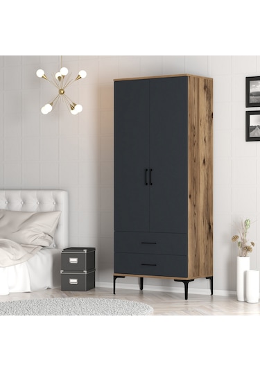 Variant Kumsal 2 Kapılı T Gardrop - Ceviz / Antrasit
