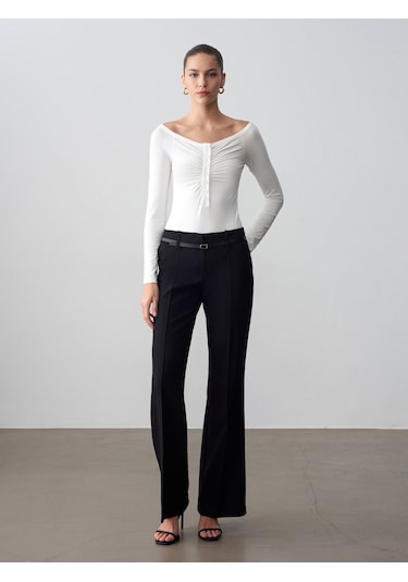 Dilvin 32661 Düğme Detaylı Bodysuit-ekru