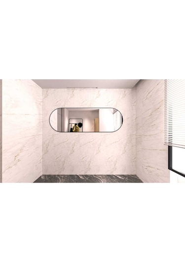 Model Alfa Dekoratif Ayna Boy Aynası Mdf 180cm X 62 Cm Elips Ayna Siyah