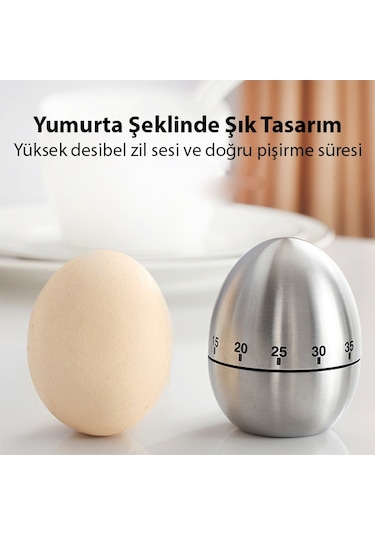 Ezere Mekanik Arama Pişirme Mutfak Zamanlayıcı Alarmı 60 Dakika Paslanmaz Çelik