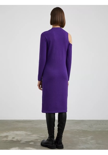 Neohit Omuz Dekolteli Triko Elbise 183652146 Koyu Mor