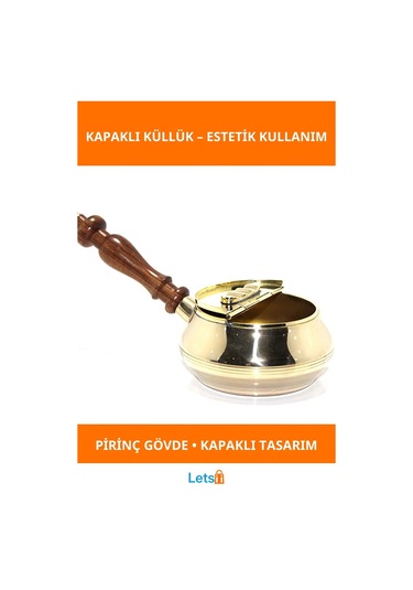 Pirinç Kapaklı Estetik Küllük Ahşap Saplı Şık Tasarım