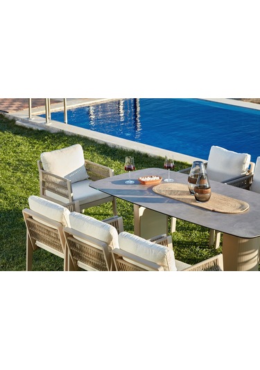 Toscana Seramik Tablalı Masa Takımı - Kum Rengi Kum Rengi