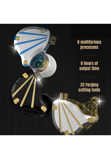 Skycity Mavi Qkz Tıtan Metal Kulak İçi Kulaklık, Telsiz Kontrol, Değiştirilebilir Kablolu, Mikrofonlu Spor Kulaklık Standart Versiyonu