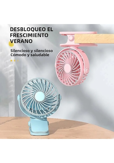 Gece Lambası Ve 720 Dönebilen Klipsli Şarjlı Vantilatör Mavi,