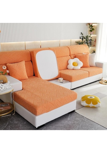 Turuncu Jakarlı Kanepe Minder Örtüsü Oturma Odası Evcil Hayvanlar İçin Çocuk Mobilyası Ko Polar Polar Streç Koltuk Örtüsü 56936305