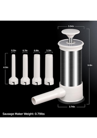 Moveevo Ev İçi El İle Sosis Dolabı - 4 Adet Çelik Uç, Eldivenler Ve Fırçalar İçeren Ev Kullanımlı Sosis Yapımı Aleti Diğer