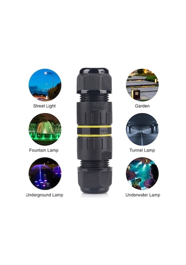 Besthome1 Ip68 Su Geçirmez Kablolu Bağlantı Cihazı, Dış Mekan Kablosu Bağlayıcı, 9-12mm Çap, 3pin, 24a, -40 C/+105 C, Pa66+bron