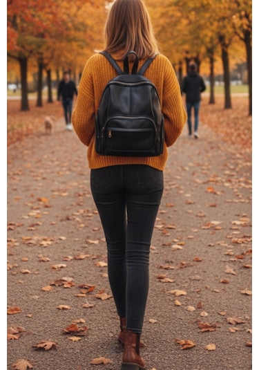 Newish Polo Donna Model Sırt Çantası-yıkama Suni Deri Siyah