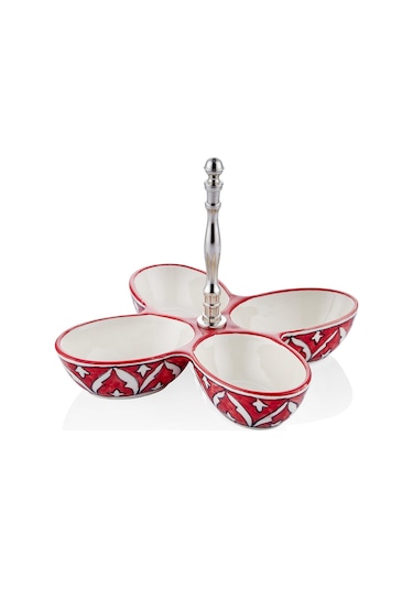 The Mia Corallo Çerezlik Kırmızı 4 Bölmeli 28x28x21 Cm