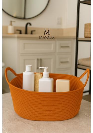 Hasır Jüt Dekoratif Sepet 20x30x50 Cm, Oyuncak, Çamaşır, Banyo, Mutfak Ve Düzenleyici Saklama Sepeti Turuncu