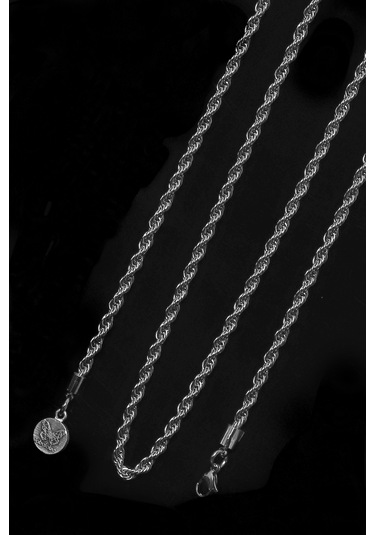 Labalaba Erkek Burgu Zincir Çelik Kolye Gümüş