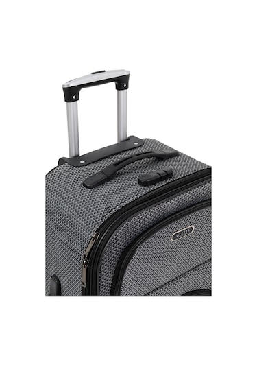 Oleets 8 Tekerli Su Geçirmez Kumaş Orta Boy Valiz Gri