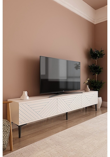 Tsa1804b - Ferro180 Tv Stand, Tv Sehpası Beyaz 180cm Beyaz