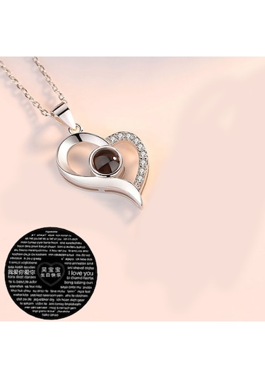 Chavin 100 Dilde Seni Seviyorum Projeksiyon Kalp Kolye Ed06By Altın