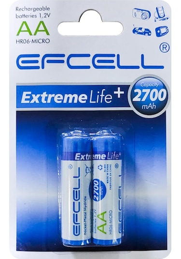 Efcell Şarjlı Pil AA Kalem 2700 MAH 2 Adet Nİ-MH Efcell HR-06