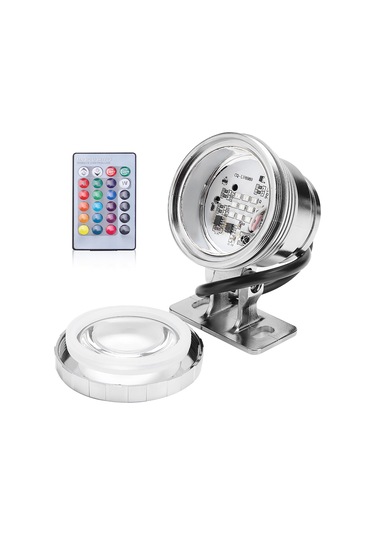 Suofeng 12v Rgb Su Altı Led Işığı 10w 9 Ledli Kumandalı Su Geçirmez Alüminyum Plastik, Plug Yok