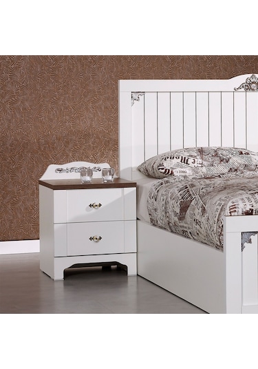 Pasific Home Gazel 2 Çekmeceli Komodin Koyu Meşe - Beyaz