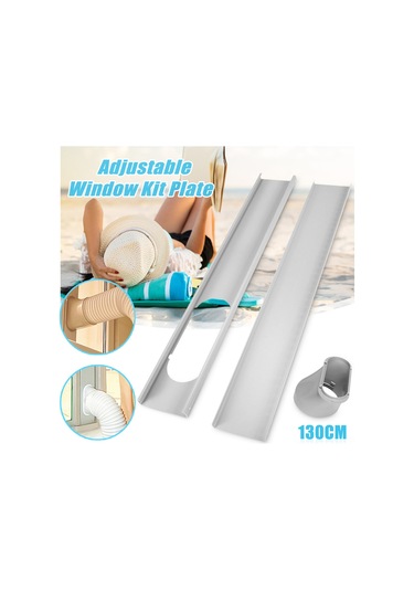 Xindoker Taşınabilir Klima Pencere Tamiri Seti - 2 Adet Pvc Ayarlanabilir Pencere Kapak Plakası Beyaz