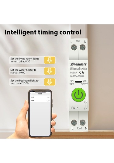 Fosenze Beyaz Tuya Wifi Akıllı Kesici: Akım Tutanaklama, Akım/gerilim Koruması, Uzaktan Kontrol Kaçak Akım Koruma Beyaz