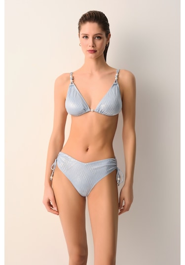 Suwen Pearl Üçgen Bikini Üst Sb2666513211321 Mavi